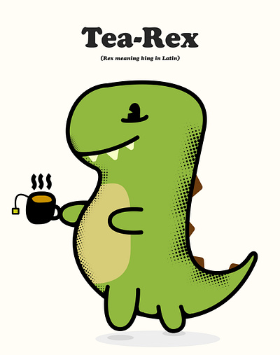 Tea-Rex - King of the brew animal design dinosaur drink green hot illustration kids playful tea