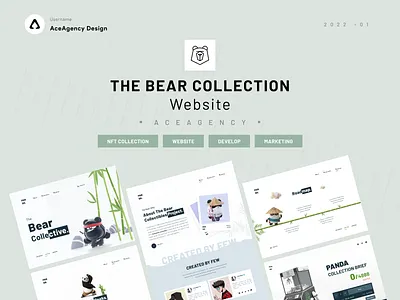 The Bear Collection Website - NFT Website 3d animate app branding collection creative crypto design design designing full package full product illustration mobile nft nft marketplace nft pack panda ui ui ux website