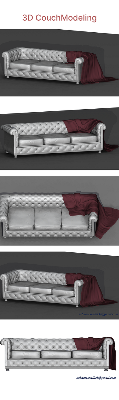 3D Couch Modeling & Sculpting 3d 3dmodeling animation