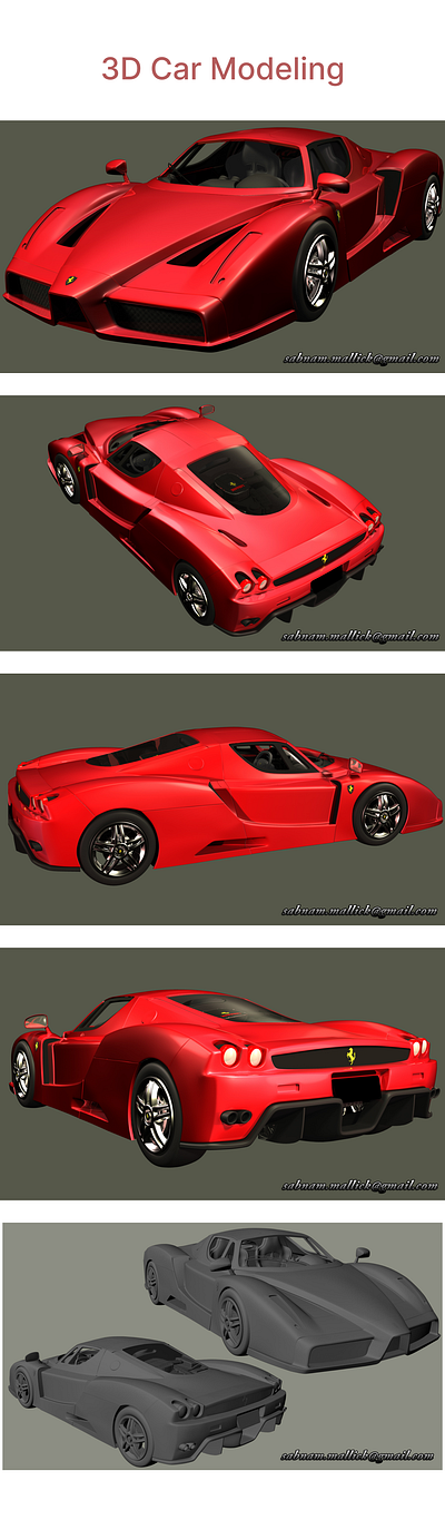 3D Ferrari Car Modeling 3dmodeling animation cardesign ui vfx