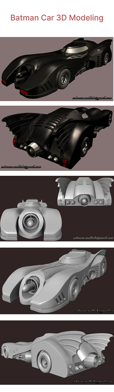 3D Batman Concept Car Modeling 3d animation cardesign ui