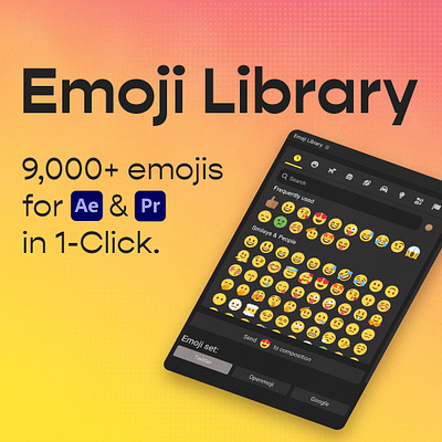 Emoji Library 😎 Plugin for After Effects and Premiere Pro after effects animation emoji emojis font motion graphics plugins premiere pro script