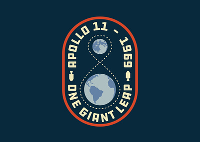 Apollo 11 - One Giant Leap apollo 11 badge design illustration logo moon landing nasa nasa logo patch retro space space logo vintage