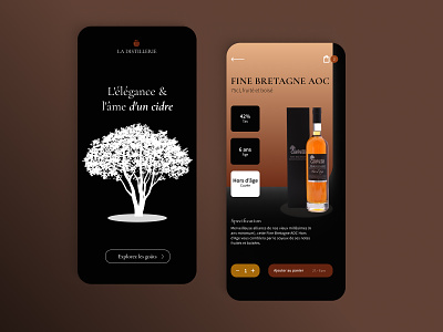 LA DISTILLERIE - E-Commerce App app brown cidar elegance ui