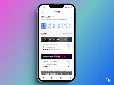 Daily UI 70 - Event Listing dailyui dailyui day 01 design event listing event listing ui events schedule mobile ui schedule ui upcomming events ux
