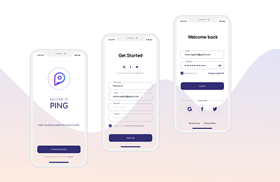 Sign up screen app graphic design logo ui