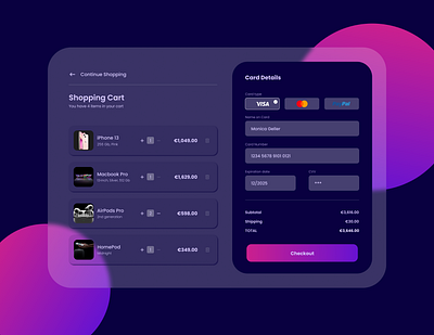 Credit Card Checkout Dark theme app darktheme design graphic design typography ui ux