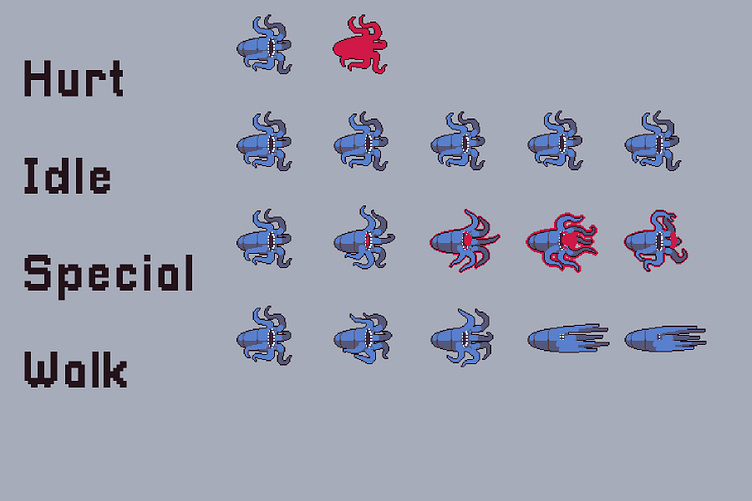 Water Monsters Pixel Art Sprite Sheet Pack by 2D Game Assets on Dribbble