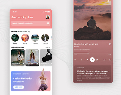 Meditation App: Mobile UI meditation app mobile application mobile ui ui design user interface