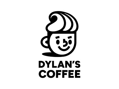 Daily Logo Challenge. Day 6. Coffee Shop Logo. black and white logo branding cafe logo character logo coffee character coffee cup logo coffee logo coffee mascot coffee shop logo cup logo daily logo challenge daily logo challenge day 6 dailylogochallenge dailylogochallengeday6 dylans coffee graphic design logo logo design mascot logo thedailylogochallenge