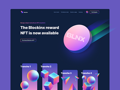Blockinx Token Sale Page blockchain crypto illustration nft token web design
