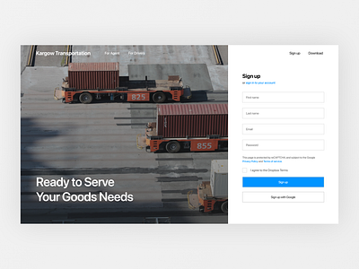 kargow transportation - login website landing page uiux design website