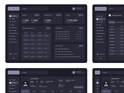 Nutrition Software - Wireframe | UX | Dashboard | SaaS app appointments dark mode design dashboard design design process dietitians doctors appointment inspiration nutritionists saas saas dashboard saas website ui user experience user experience design user interface design ux website design wireframes