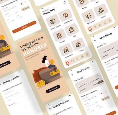 The Hundred Banking app app design illustration ui ux