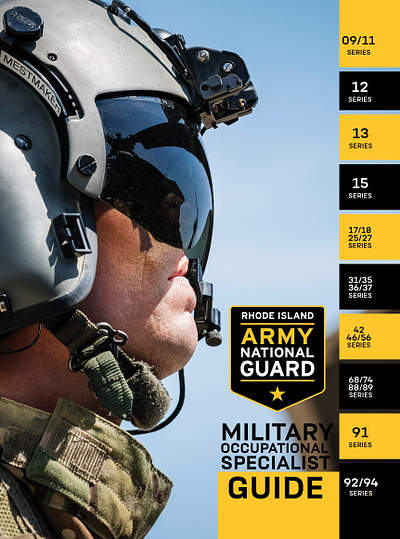 Army National Guard MOS Booklet adobe app army branding design graphic design illustration illustrator logo military military occupational specialty mos national guard pilot ui vector