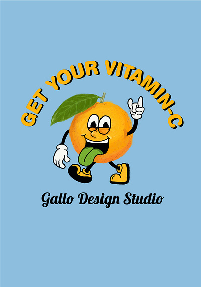 Get your vitamin c cartoon character design digital illustration fruits illustration logo orange
