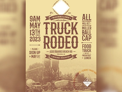 Miller Truck Rodeo Poster canada canada construction canada roadworks canadian canadian concrete cement concrete flyer miller group poster poster design rodeo the miller group the miller group canada truck truck rodeo truckers western western design