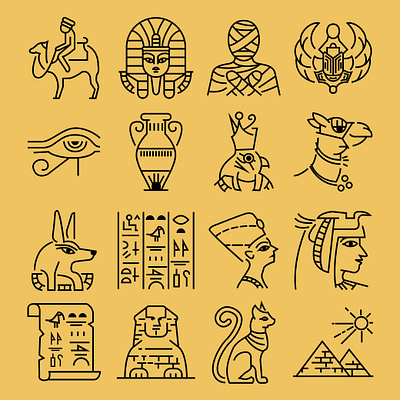 ancient egypt symbols icons branding design graphic design illustration t shirt vector