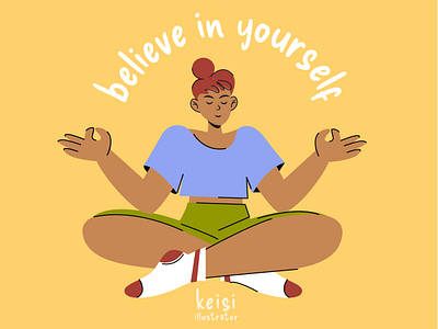 girl meditating flat girl illustration meditation self care vector