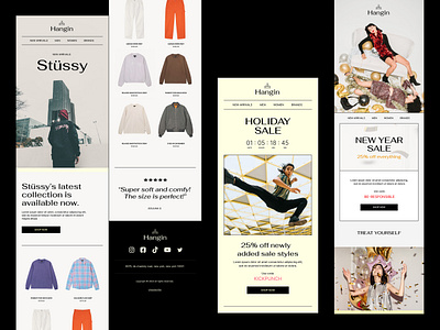 Fashion email templates for Tabular.email branding clothing countdown ecommerce email fashion footer header layout logo mobile new year promo code reviews streetwear ux