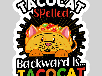 Tacocat spelled backward is Tacocat graphic design stickers typography vector