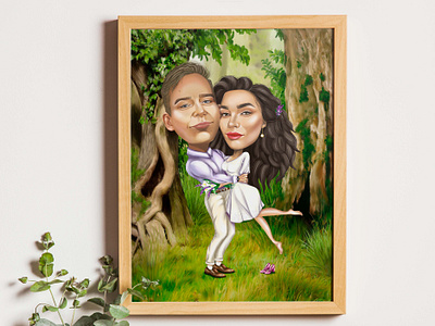 Digital portrait caricature for weddind anniversary 2d illustration adobe photoshop caricature digital art digital illustration digital portrait illustration procreate