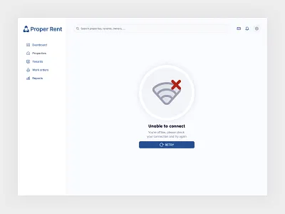 Internet connection error - Proper Rent b2b button connection dashboard error illustration image internet low placeholder property rent saas state wifi