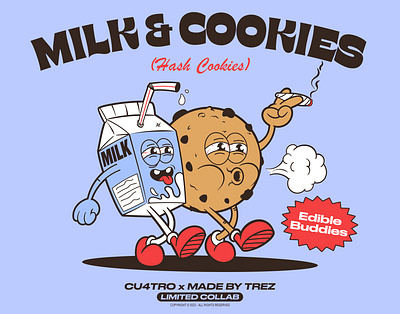 Milk & Cookies illustration cartoon cookies desobidence graphic design illustraion illustration milk vector vintage