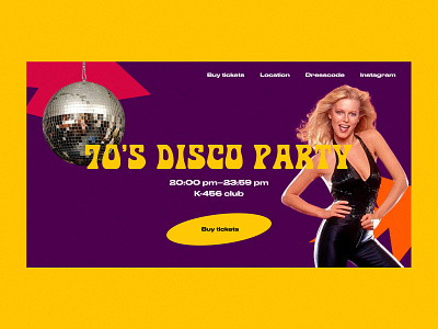 Disco party invitation website design design illustration ui ux web