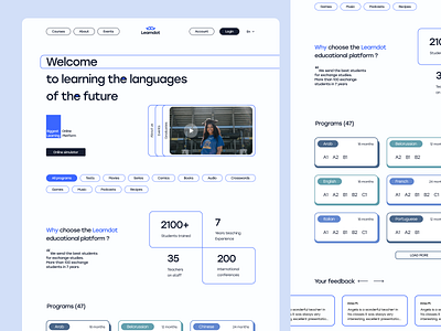 Presentation for a language school "Learndot" design school top ui ux web design