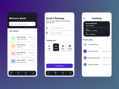 Parcel Management 2023 android concept courier figma iphone mobile mobile app order parcels product design send shipping tracking ui ux
