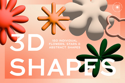 3D Shapes 3d design floral flowers groovy objects stars vector