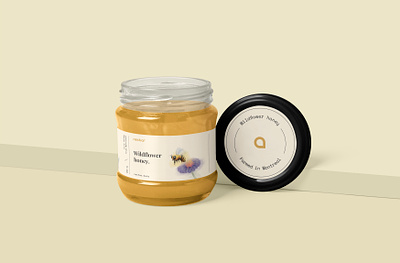Honey jars label bees branding graphic design honey jar label print product