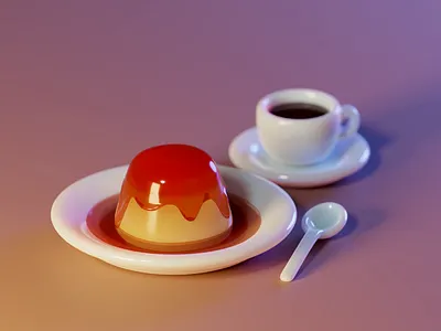Flan time 3d 3d art animation b3d blender 3d blender community blender cycles digital art digital illustration illustration low poly low poly art