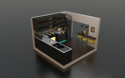 Some minimalistic kitchen design 3d 3dmodel arnoldrender art conema4d design graphic design illustration interior interiordesign kitchen low poly style