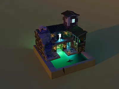 Tomb rider scene 3d 3d graphic art cave design gamedev graphic design low poly style tomb rider