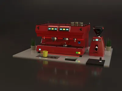Coffee set 3d 3d design art coffee coffee machine coffee set design graphic design low poly style