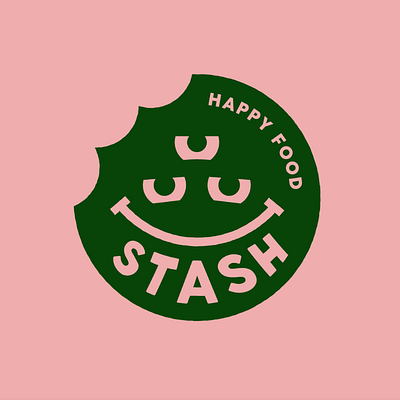 Stash "Happy Food" Logo branding character design eyes flat graphic design illustration logo