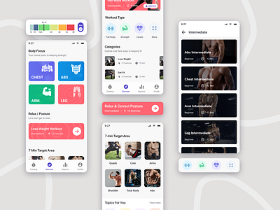 Home Workout - Fitness App UI adobe xd branding design exercise exercise apps for weight loss figma fitness app ui ux design graphic design home workout illustration lose weight ui ui ux design workout app ui
