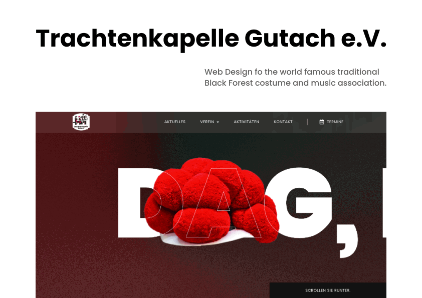 Trachtenkapelle Gutach – Web Design animation blackforest bollenhut costume design germany graphic design music schwarzwald traditional ui uidesign ux uxdesign website