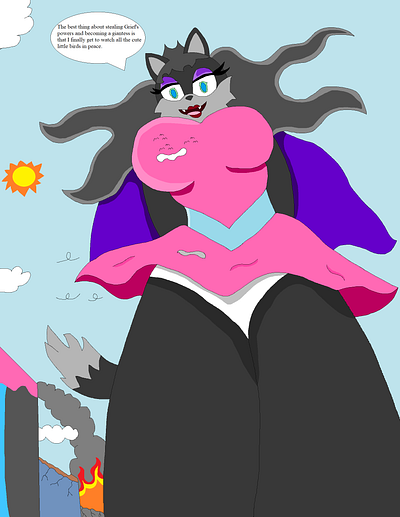 The Big Sister: Adriana Enjoys The View adult anthro character dress fantasy female fox furry giantess girl illustration kaiju lady mobian oc perspective pink sonic vixen witch