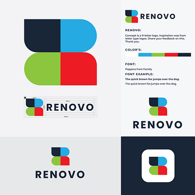 Renovo Logo branding design graphic design gridlogo lettering logo logoawesome vector