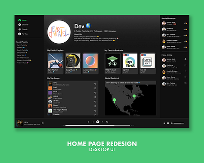 Spotify UI Redesign - Social Engagement app branding design graphic design typography ui ux