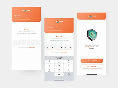 OTP Screens for CIH Bank bank banking clean ios minimal mobile app one time password otp password ui ux verificatiion code verification