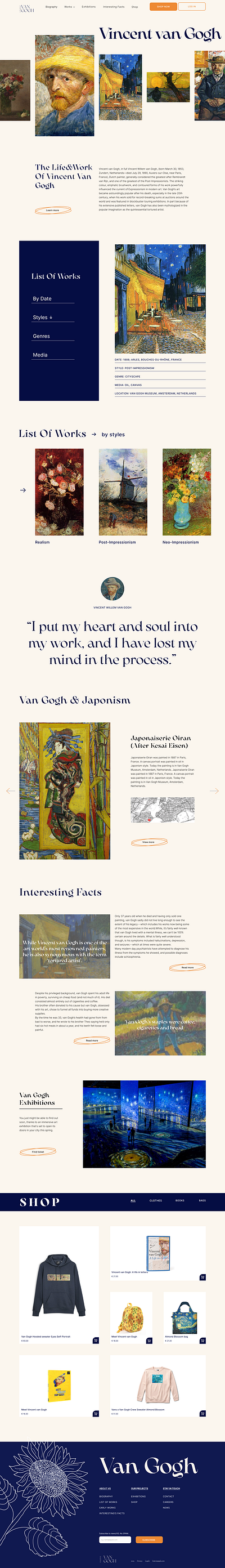 Vincent Van Gogh / website app branding design graphic design typography ui website design