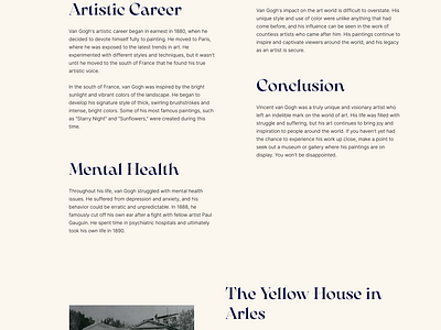 Vincent Van Gogh / Website app design graphic design typography ui ux