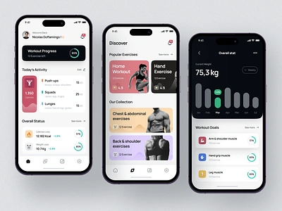 Fullfit - Fitness & Workout Mobile App activity analytics app design card cardio fitness fitness app gym app healtcare health health app mobile mobile app sport app statistics tracker ui ux workout workout app