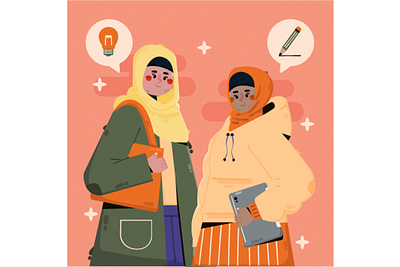 Muslim Women Illustration cartoon character clothing dress fashion hijab illustration muslim vector women