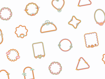 Groovy Frame Elements design element frame frame set fun groovy icon icon set illustration illustration set kit retro retro vibe shape ui element vintage