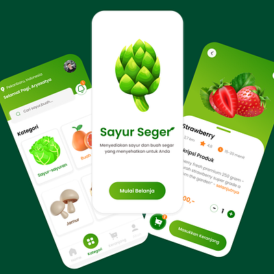 Sayur Seger App mobile apps ui vegetable